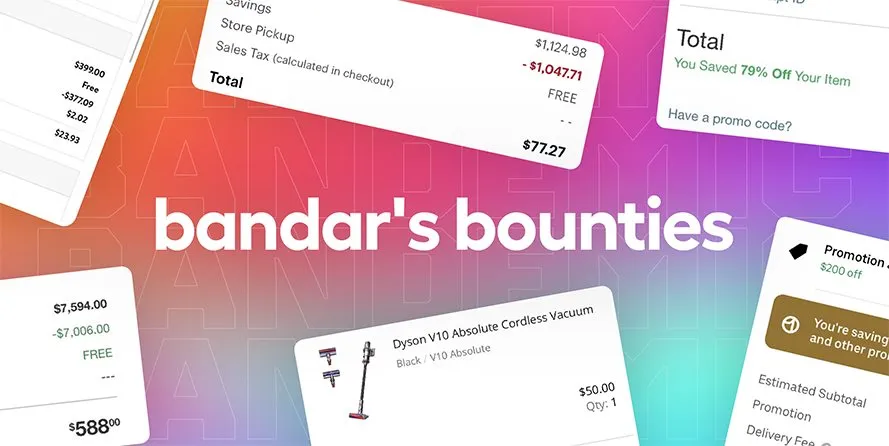 Bandar's Bounties promotional cover image for its pricing error alert service
