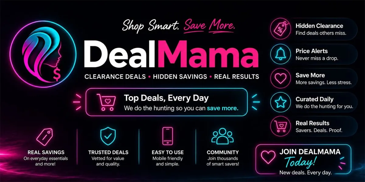 Promotional cover image for DealMama showing beginner-friendly clearance and discount deal alerts