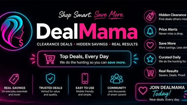Promotional cover image for DealMama showing beginner-friendly clearance and discount deal alerts