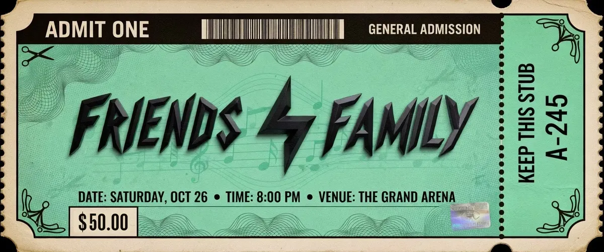 Friends and Family promotional cover image for its concert and event ticket reselling community