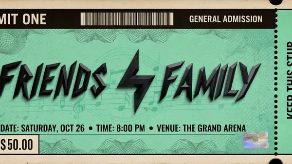 Friends and Family promotional cover image for its concert and event ticket reselling community
