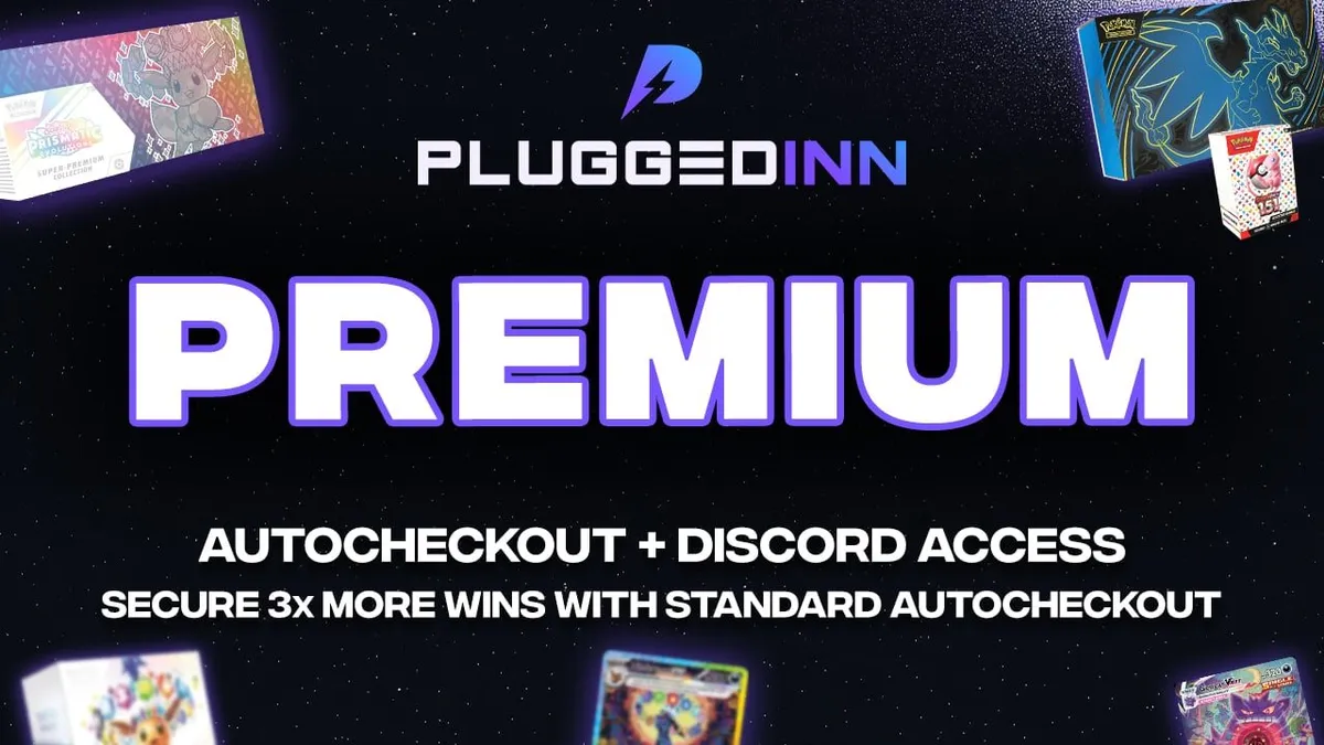 Promotional cover image for Plugged Inn's Premium membership, a collectibles autocheckout and alert service.
